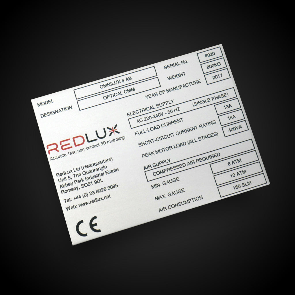 Specification Data Plate Data Plates – Nameplates.co.uk